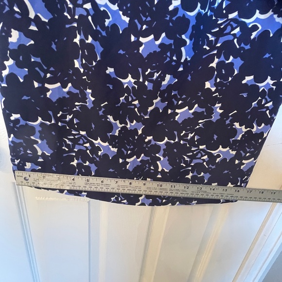 Talbots Petite 6P Navy Blue Floral Sheath Dress NWT Scalloped Neck - Picture 12 of 15